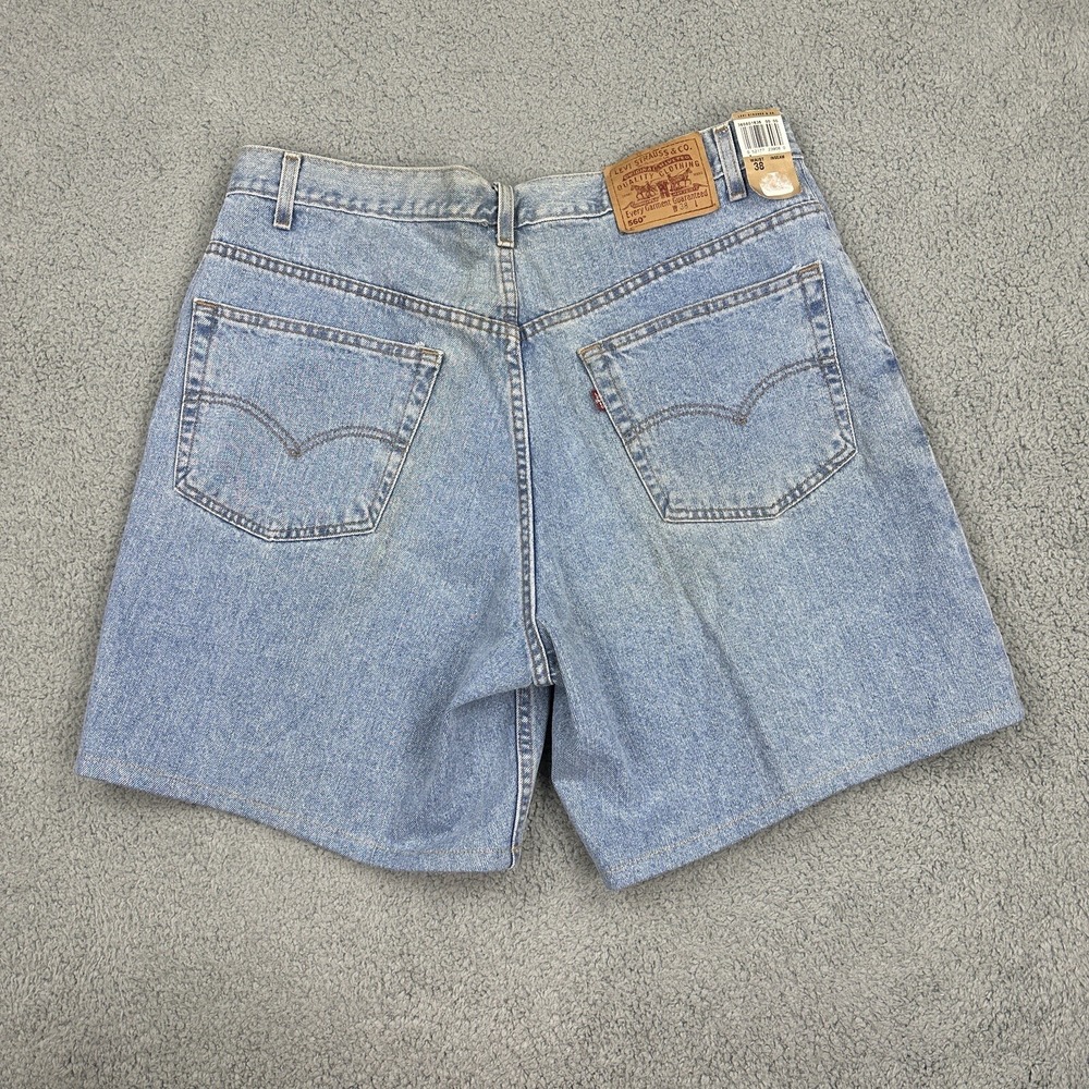 Y2K Levi's 560 Denim Shorts Mens 38 Blue Loose Fit Jorts Distressed 2001